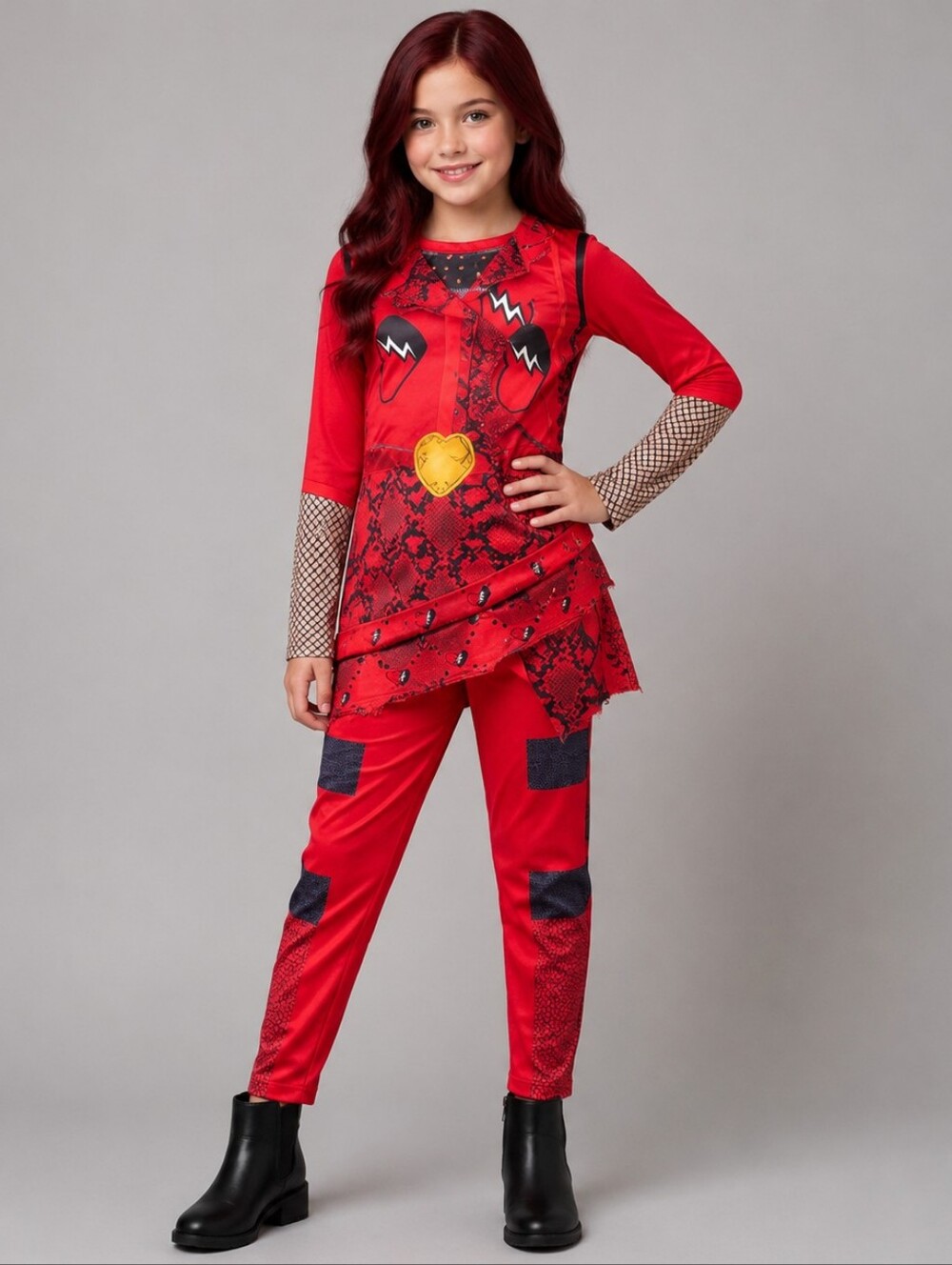 Girls Red Descendants Rise of Red Inspired Costume Size 140 Halloween Cosplay
